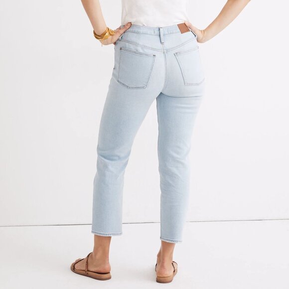 Madewell Tall Mid-Rise Classic Straight Jeans Wellingford Wash Knee-Rip Edition - Picture 3 of 7